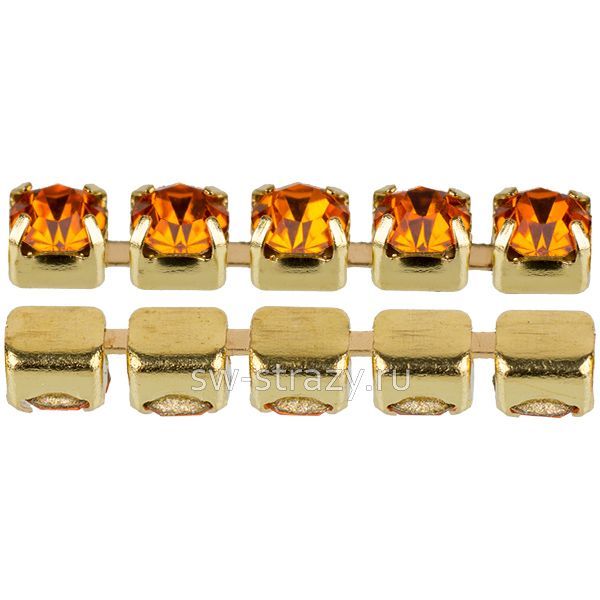 Стразовая цепь 2 мм  Hyacinth\gold