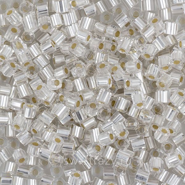 Шестиугольный 11/0 #0021F Внутреннее серебрение, матовый,хрусталь