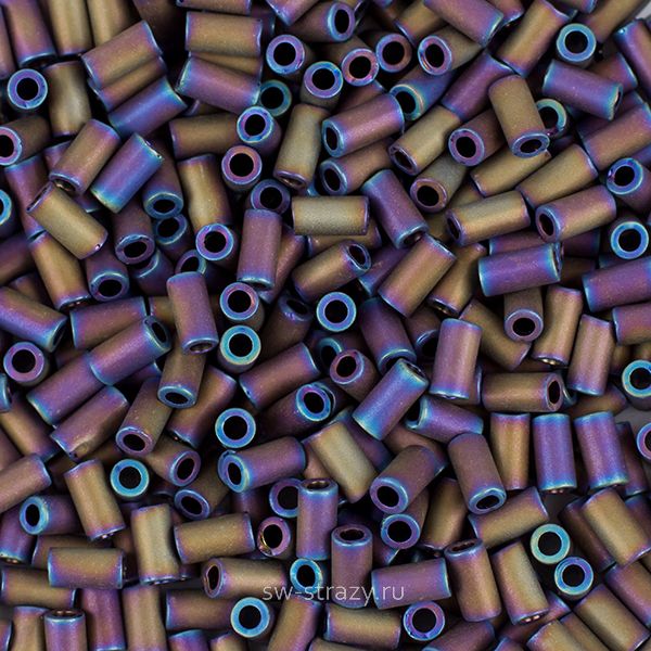 Бисер стеклярус 3 mm #0615 Матовый радужный, пурпурный