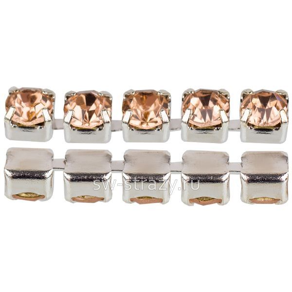 Стразовая цепь 2 мм  Light peach\silver